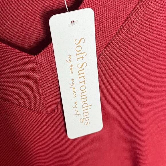 Soft Surroundings Womens Madeline Tunic Top XS Moroccan Red Layered V Neck - Picture 7 of 11